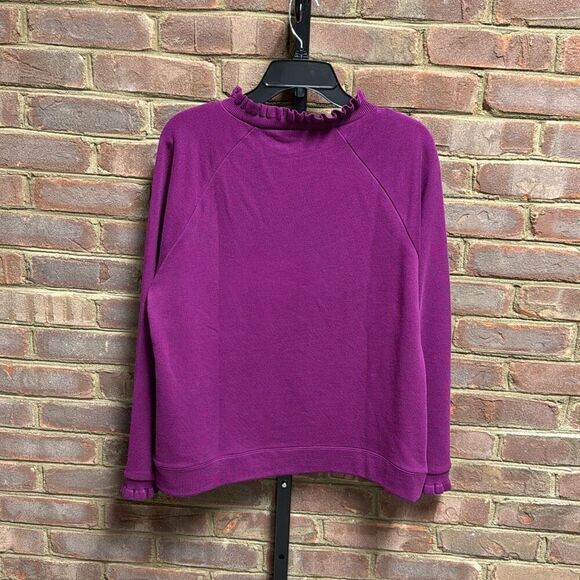 Talbots Women’s Plum Ruffle Trim Raglan Sweatshirt Size Large NEW - Picture 4 of 8